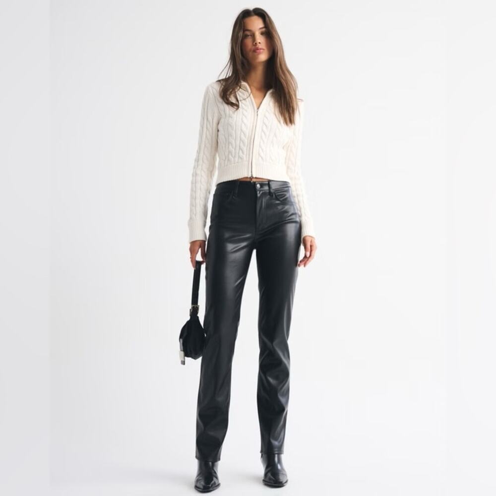 ABERCROMBIE & FITCH High Rise 90s Straight Vegan Leather Pants